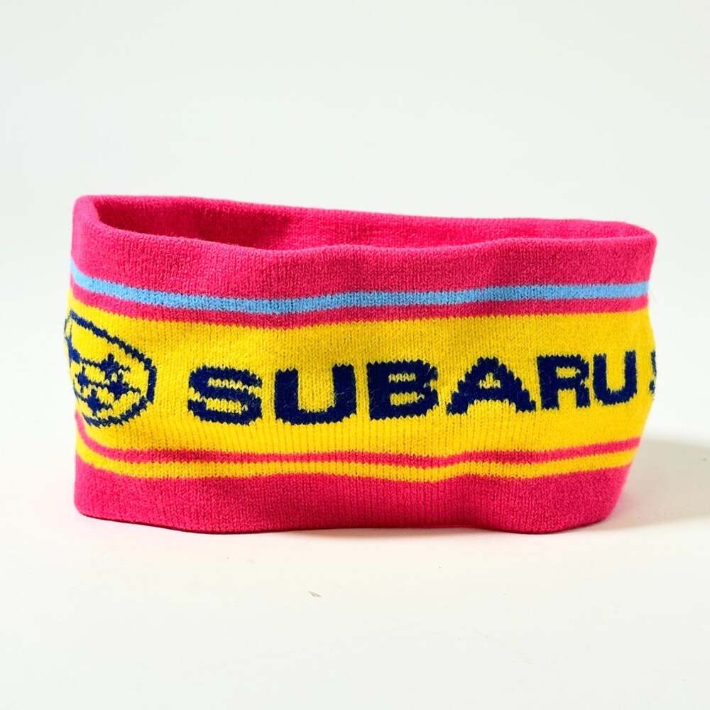 Subaru Symmetrical AWD Knit Headband Pink Yellow Blue Ski Snowboard